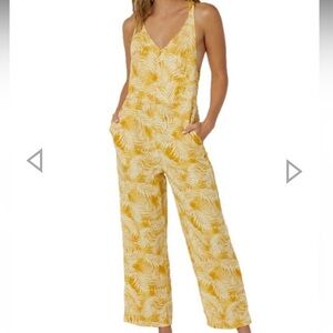NWOT Rip Curl yellow palm jumpsuit